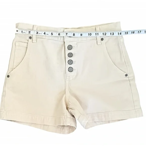 Banana Republic Women’s High-Waisted Twill Shorts | Sz 26 / 2 Ivory Button Fly - Picture 5 of 6